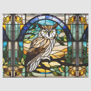 Owl Faux Stained Glass for Decoupage Craft Tissue Tissue Paper