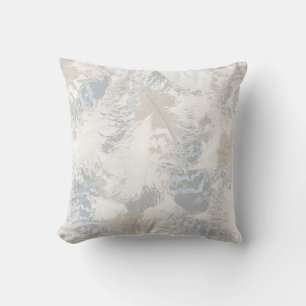 owl Feathers, gray, beige and blue, bird, light, T Cushion