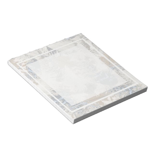 owl Feathers, gray, beige and blue Notepad (Angled)