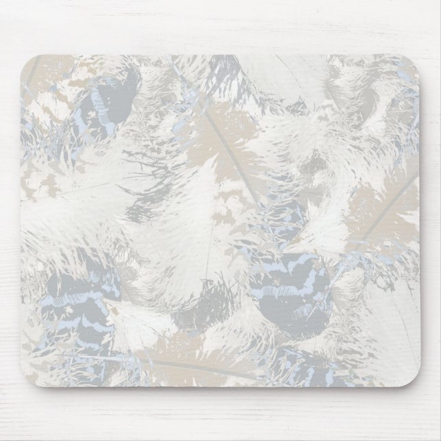 owl Feathers, gray, gray and blue, bird, light, Mouse Mat (Front)