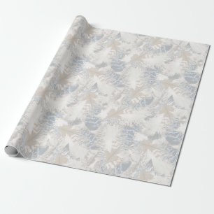 owl Feathers, grey, beige and blue, bird, light, Wrapping Paper