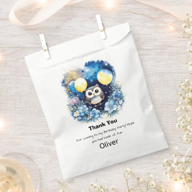 Owl First Birthday Favour Bags (Clipped)