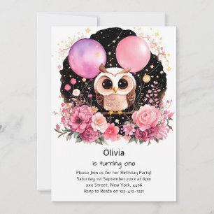 Owl First Birthday Invitation