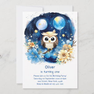 Owl First Birthday Invitation