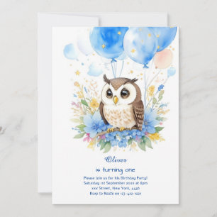 Owl First Birthday Invitation