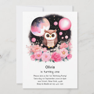 Owl First Birthday Invitation
