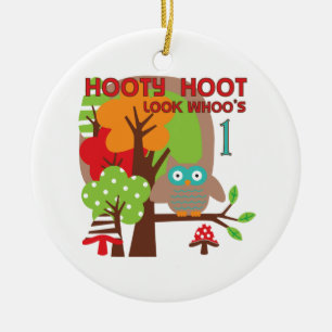 Owl First Birthday T-shirts and Gifts Ceramic Tree Decoration