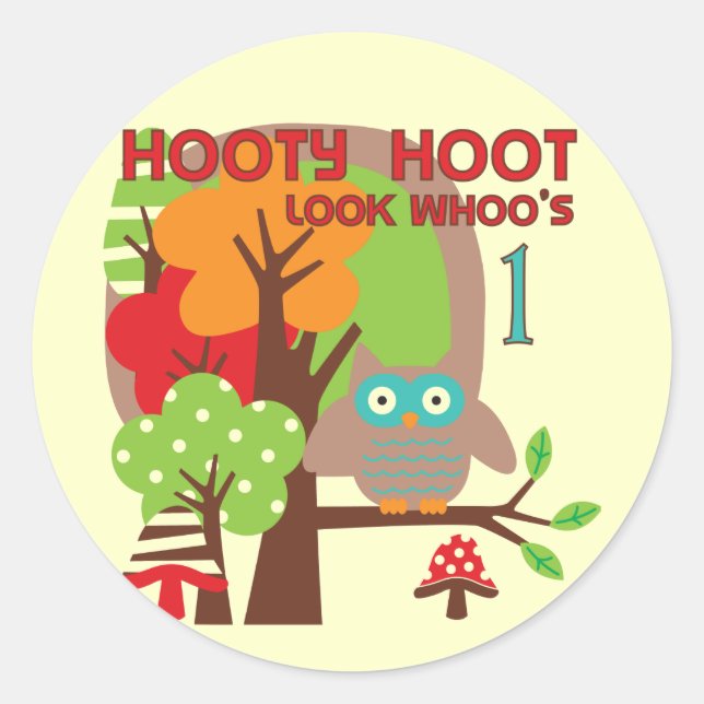 Owl First Birthday T-shirts and Gifts Classic Round Sticker (Front)