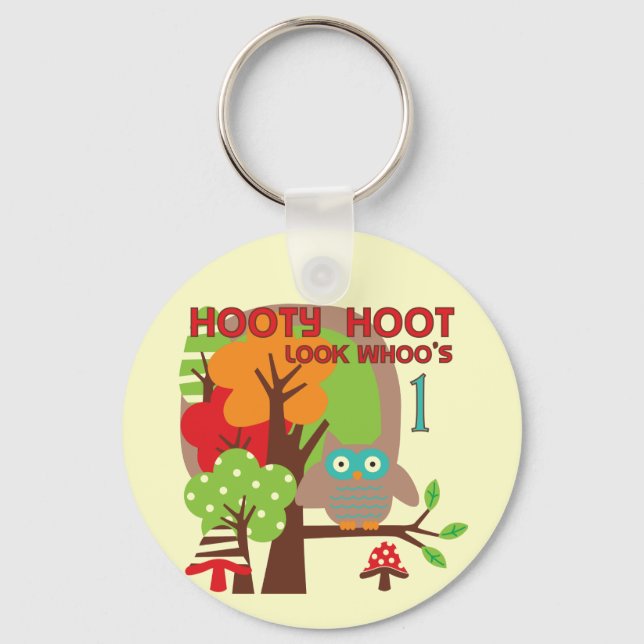 Owl First Birthday T-shirts and Gifts Key Ring (Front)