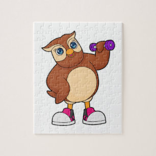 Owl Fitness Dumbbell Jigsaw Puzzle
