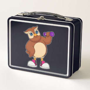 Owl Fitness Dumbbell Metal Lunch Box