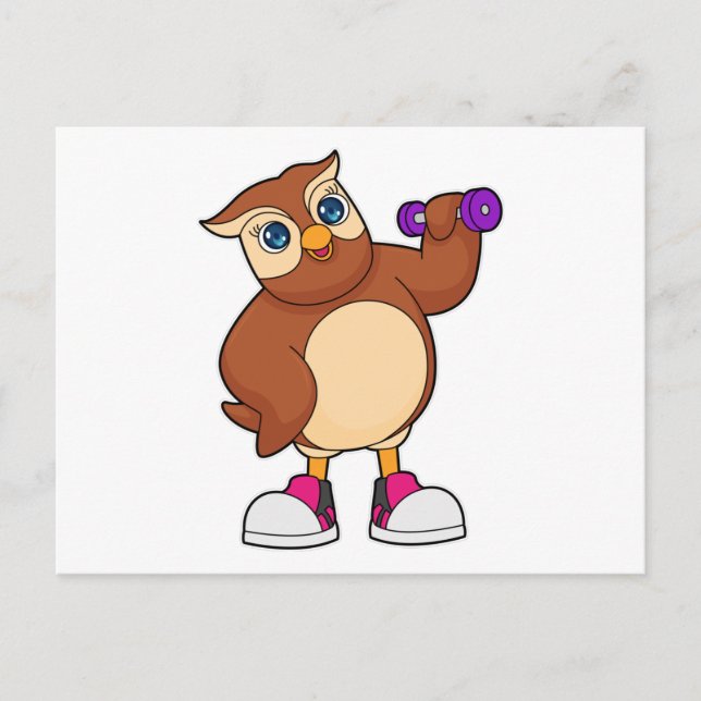 Owl Fitness Dumbbell Postcard (Front)