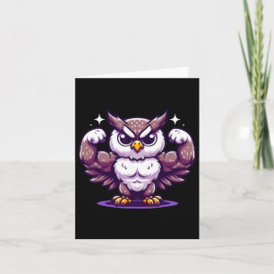 Owl Flexing Muscles Fan Lover Bodybuilding Gym Wor Card