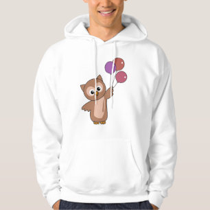 Owl Flies With Balloons Sweet Animals For Children Hoodie