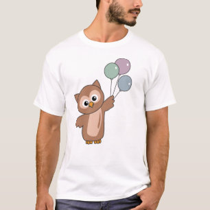 Owl Flies With Balloons Sweet Animals For Children T-Shirt