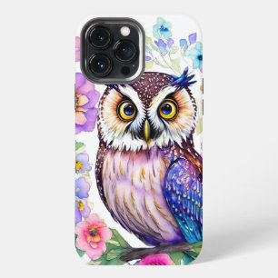 Owl Floral Artistic Watercolor iPhone 13 Pro Max Case