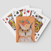 Owl & Flowers Playing Cards