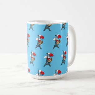 Owl Flying with Heart Balloons in Paris Coffee Mug