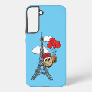 Owl Flying with Heart Balloons in Paris Samsung Galaxy Case