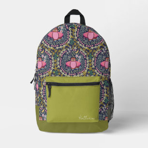 Owl Folk Navy Printed Backpack