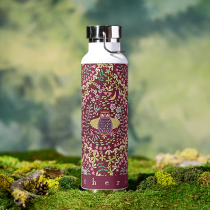 Owl Folk Wine Red Water Bottle