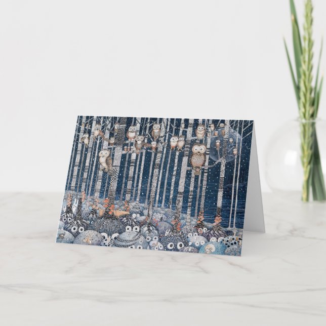 Owl Fox Forest Holiday Card (Front)