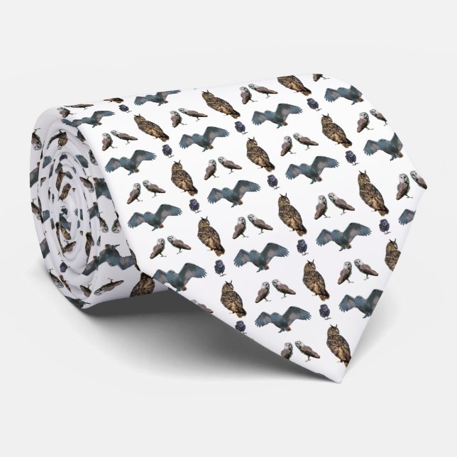 Owl Frenzy Tie Double Sided Print (choose colour) (Rolled)