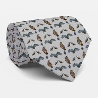 Owl Frenzy Tie Double Sided Print (Grey)