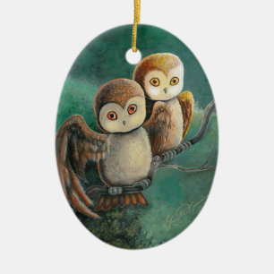 Owl Friends Owl Art Ceramic Tree Decoration
