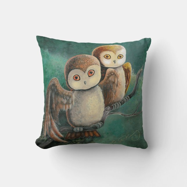 Owl Friends Owl Art Cushion (Front)