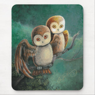 Owl Friends Owl Art Mouse Mat