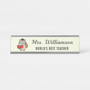 Owl From The Desk Of Custom Name Teacher Librarian Desk Name Plate