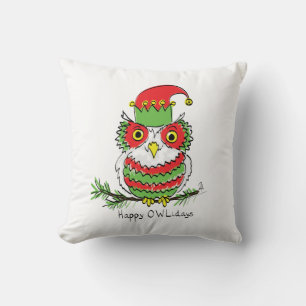 Owl Funny Christmas Cute Holiday Cushion