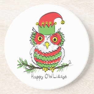 Owl Funny Christmas Cute Kids Coaster