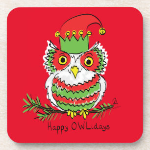 Owl Funny Christmas Cute Kids Coaster
