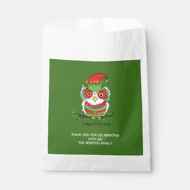 Owl Funny Christmas Cute Kids Favour Bags (Front)