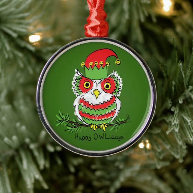 Owl Funny Christmas Cute Kids Metal Tree Decoration (Tree)