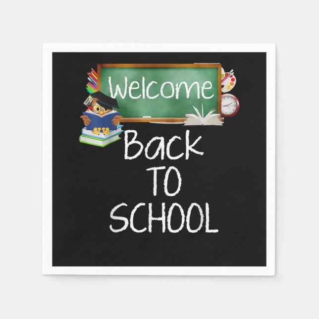 Owl Gift | Back To School Welcome Student -Teacher Napkin (Front)