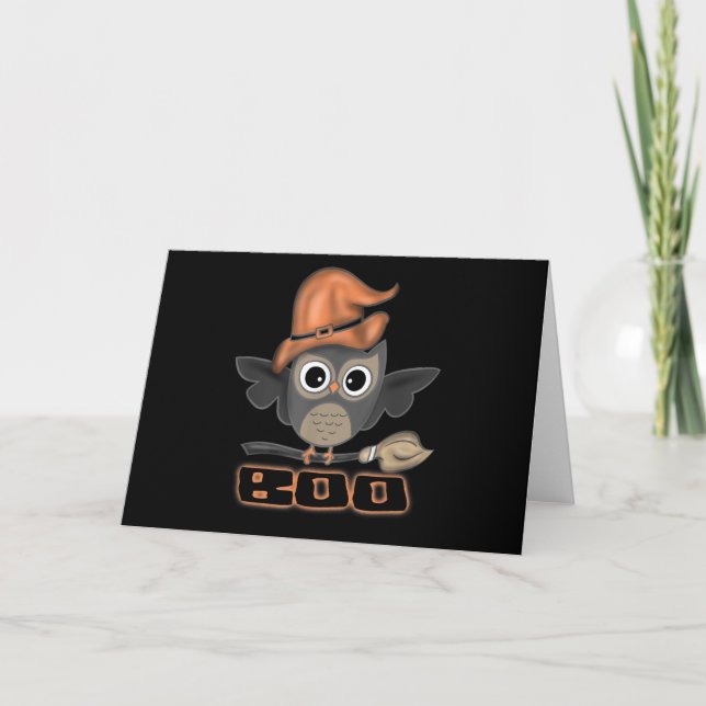Owl Gift | Boo Cute Owl Kids Halloween Tawny Owl Card (Front)