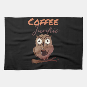 Owl Gift   Coffee Junkie Owl Gift For Owl Lover Tea Towel