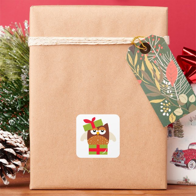 Owl Gift Square Sticker (Creator Uploaded)