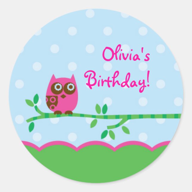 Owl Girl Favour Sticker (Front)