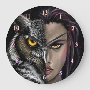 Owl Girl Wall Clock - Painting