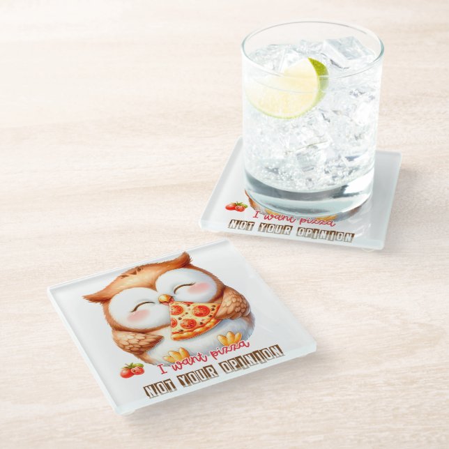 Owl Glass Coaster (Angled)