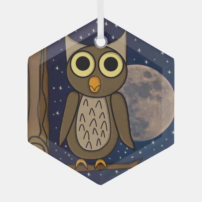 owl   glass tree decoration (Front)