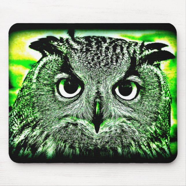 Owl goes Green Mouse Mat (Front)