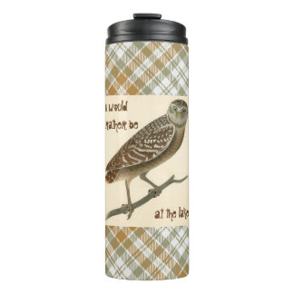 Owl Gold Green Plaid Thermal Tumbler