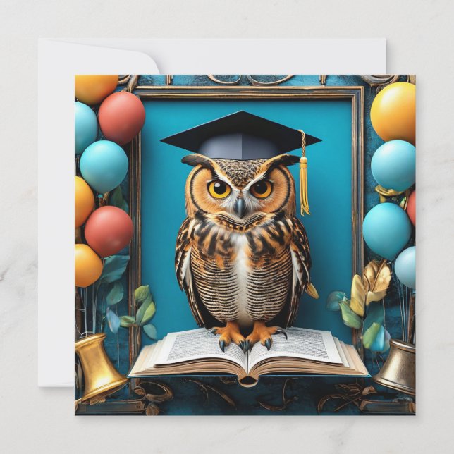 🦉 Owl Graduation For Student Celebration 🦉 Invitation (Front)