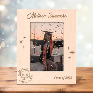Owl Graduation Hat Scroll 5x7 Etched Frames