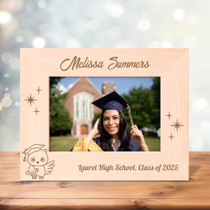 Owl Graduation Hat Scroll 7x5 Etched Frames